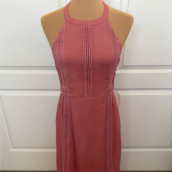 Roxy Pink Halter Maxi Dress Size 8 | Side Zip | EUC | Flowy & Feminine - Picture 1 of 13